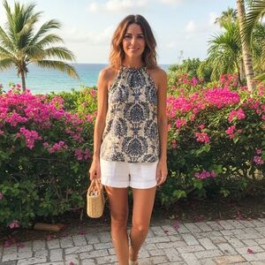 Navy and dusty gray  Halter Top NWOT